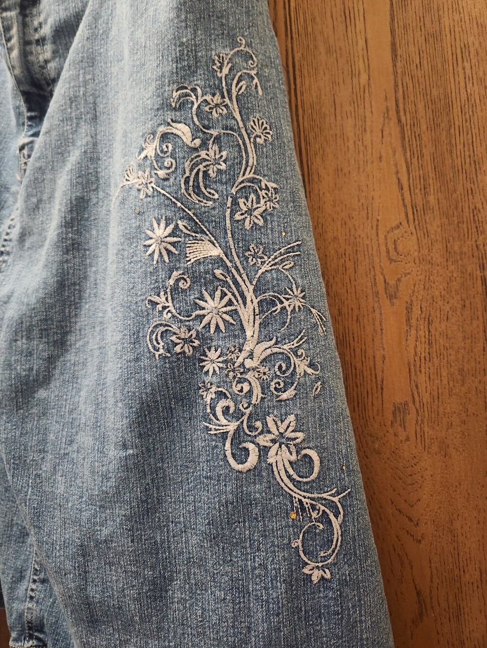 Westport Denim Skirt W/Embroidery - Picture 4 of 9
